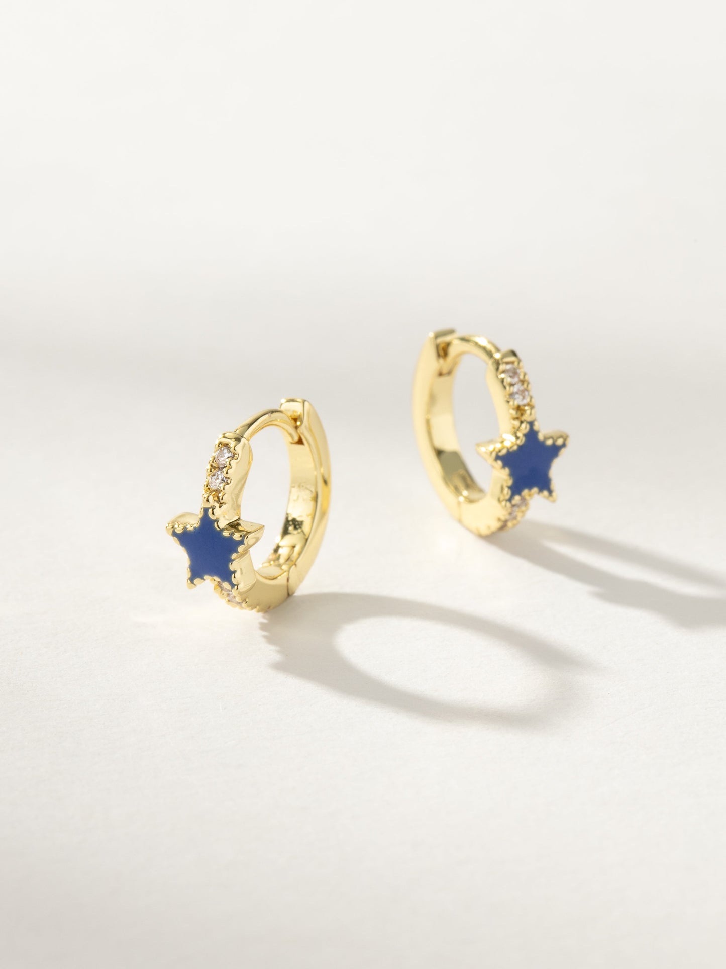 Navy Star Huggie Earrings
