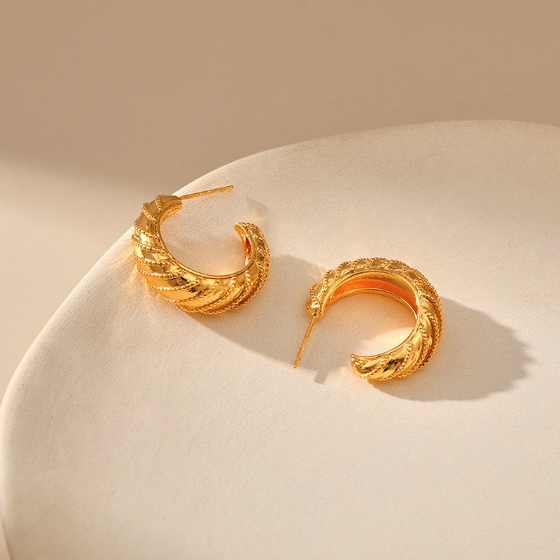 Geometric C-shaped Design Earrings