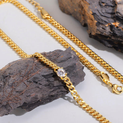 18K Gold Diamond Thick Necklace
