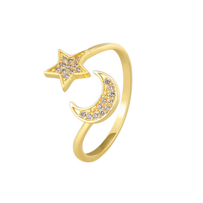 Star Moon Diamond Ring