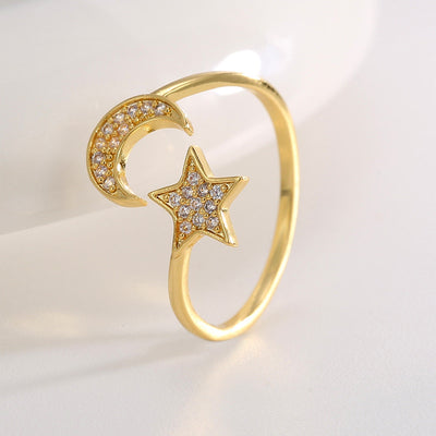 Star Moon Diamond Ring