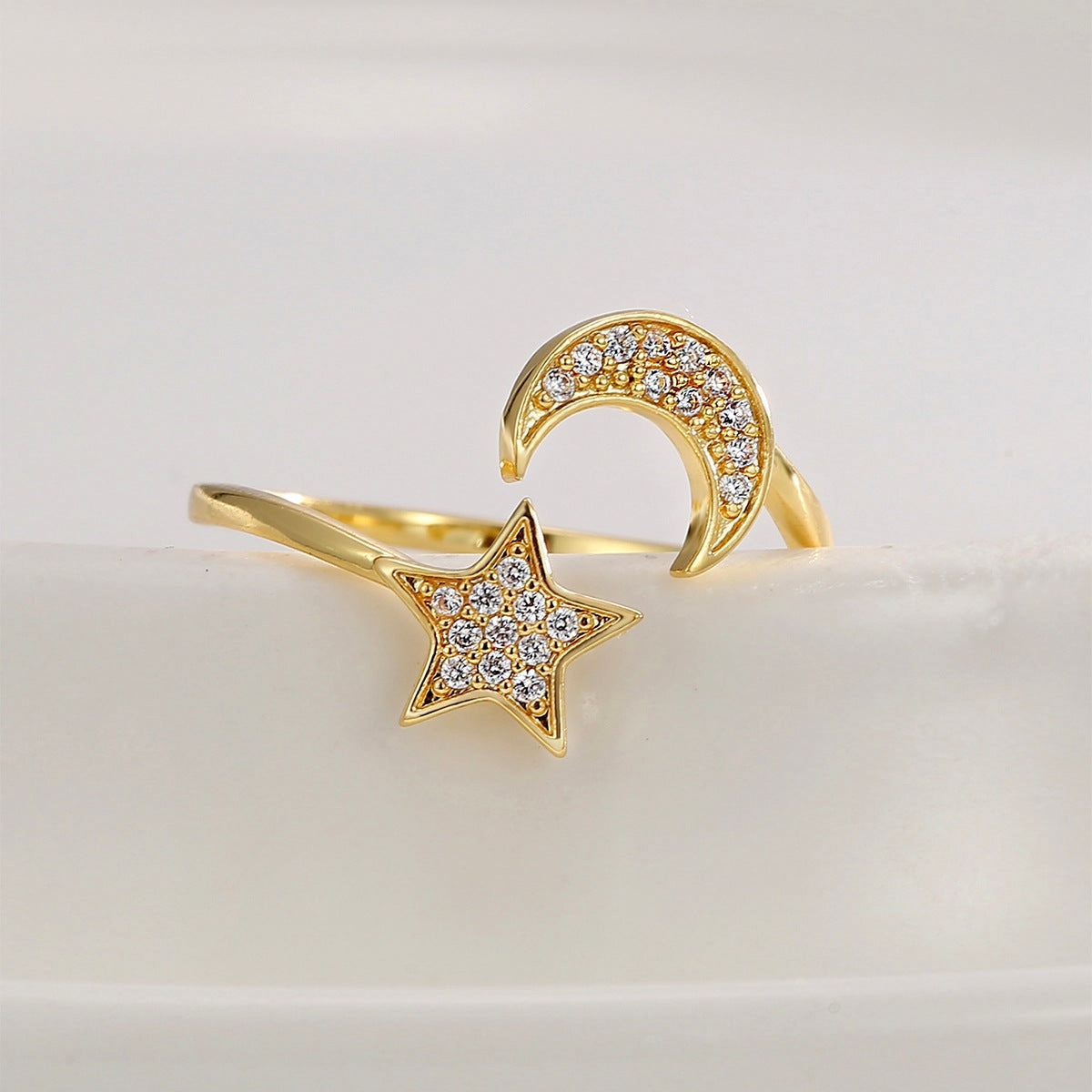 Star Moon Diamond Ring