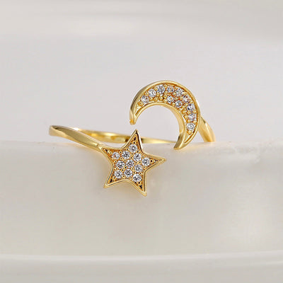 Star Moon Diamond Ring