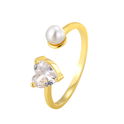 Love diamond pearl ring