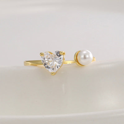 Love diamond pearl ring