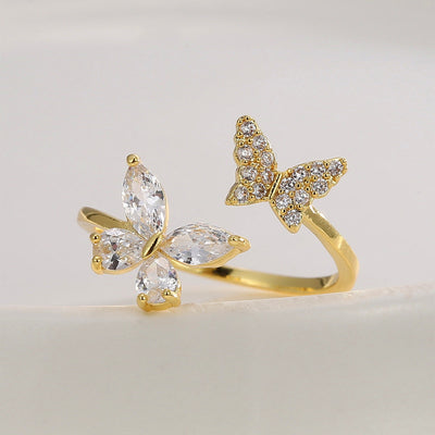 Butterfly diamond ring