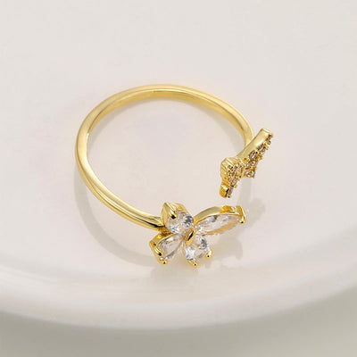 Butterfly diamond ring