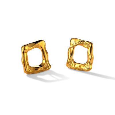 Irregular square ear studs