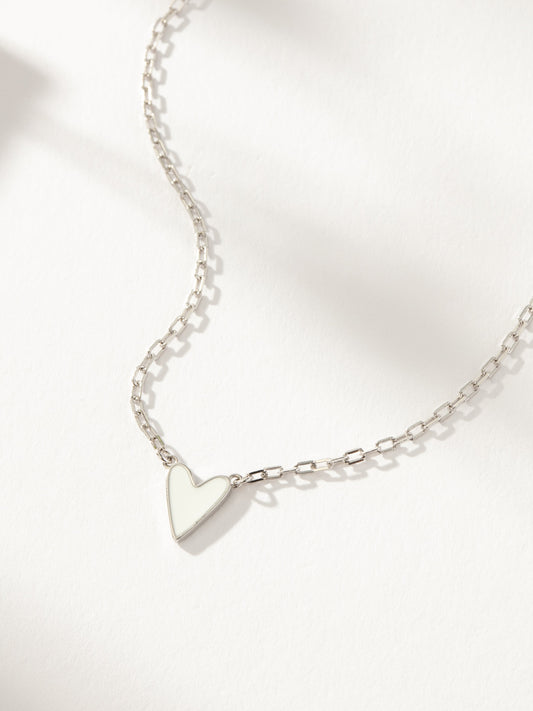 Mini White Heart Necklace