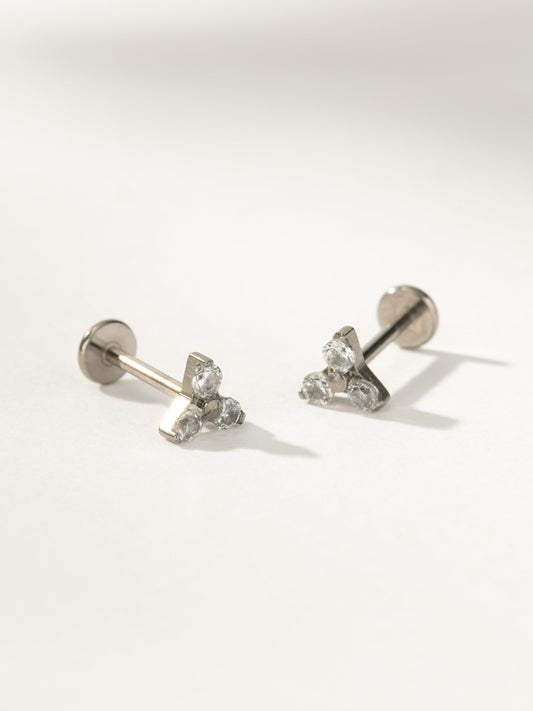 Diamond Cluster Titanium Flat Back Earring