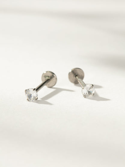 Simple Diamond Titanium Flat Back Earring