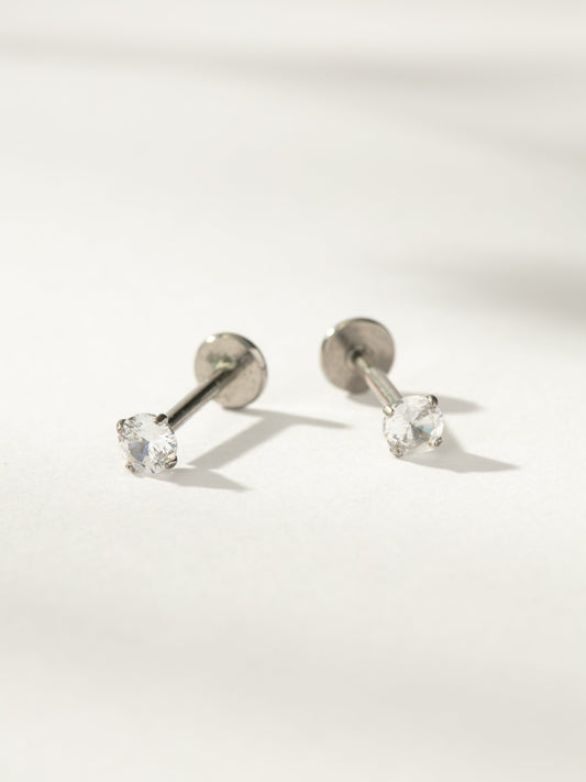 Simple Diamond Titanium Flat Back Earring