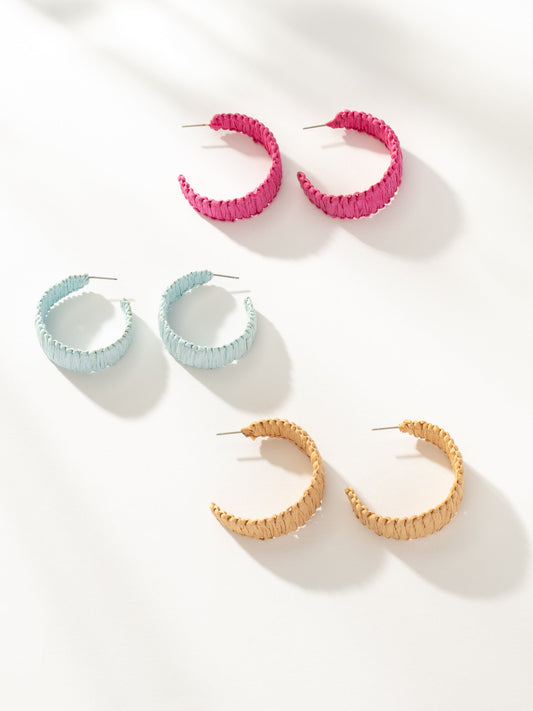 Raffia Woven Hoop Earrings