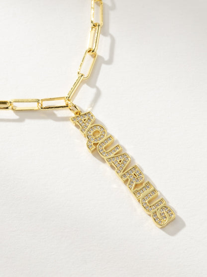 Zodiac Nameplate Pendant Necklace