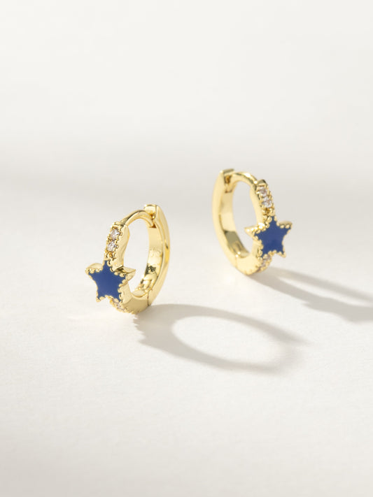 Navy Star Huggie Earrings