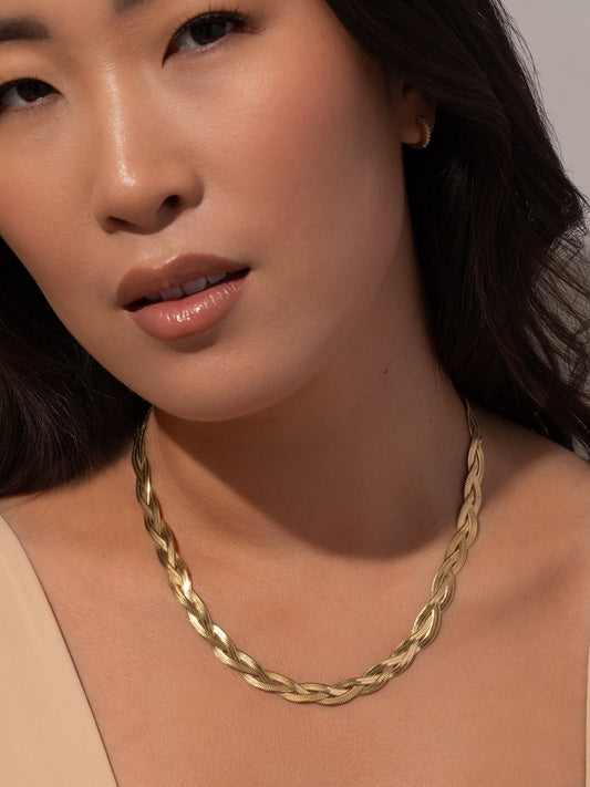 Braided Herringbone Chain Necklace