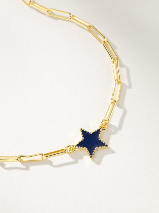 Navy Star Pendant And Chain Necklace